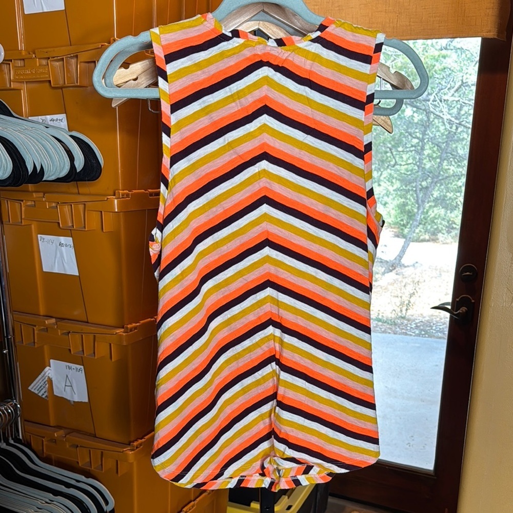 Scotch And Soda Chevron Stripe Tank Top Size S Yellow Orange White Maroon - Picture 6 of 6
